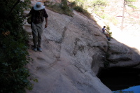 Traversing the Toilet Bowl in Hidden Canyon.