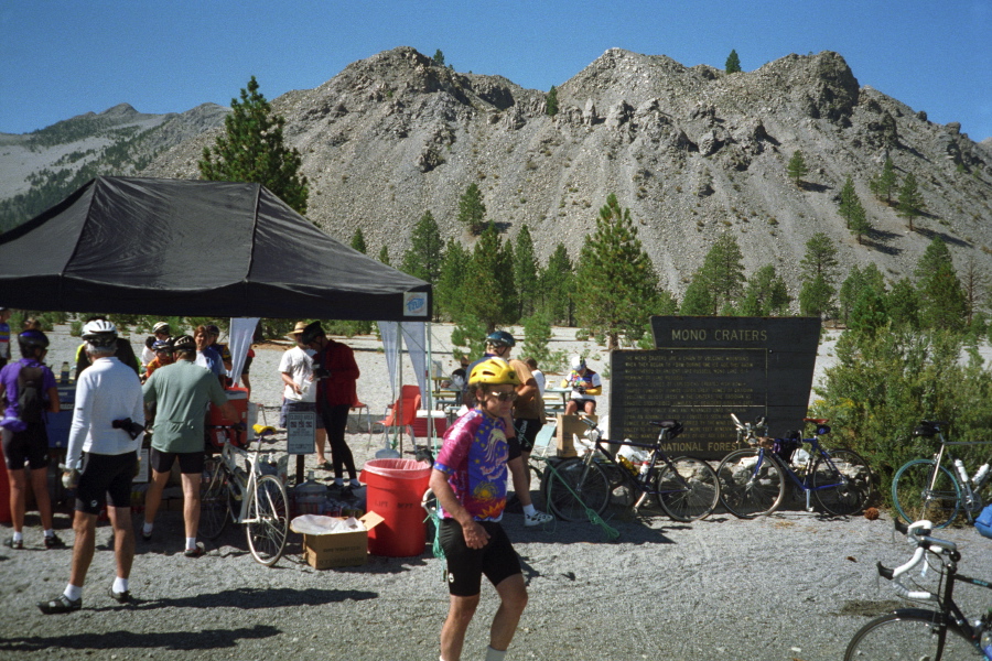 John Serafin takes a break at the Mono Craters rest stop.