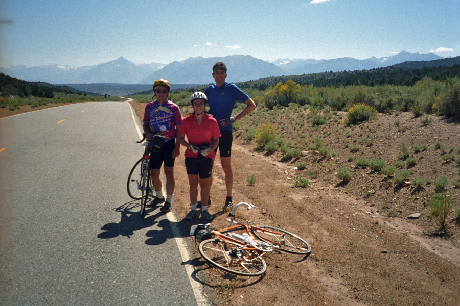 John Serafin, Stella Hackell, and Bill at Wildrose Summit.