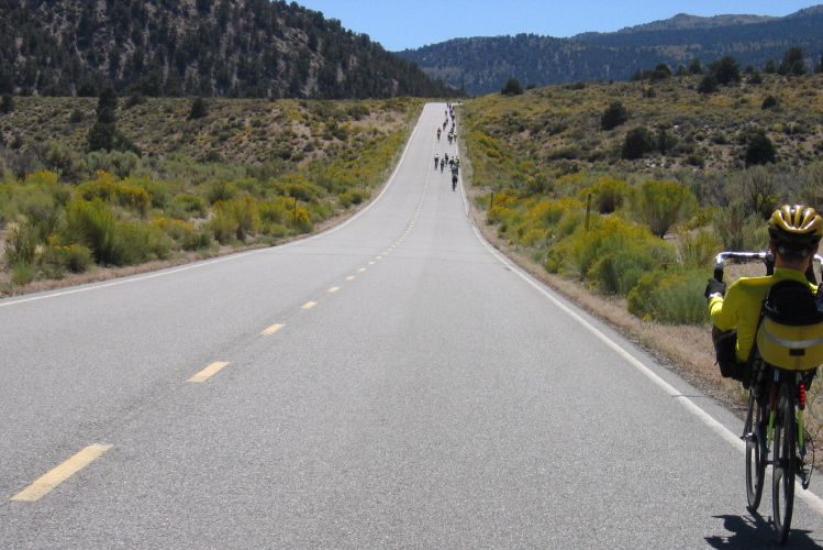 Starting the long climb up Wildrose Grade on Benton Crossing Rd. (6500ft)