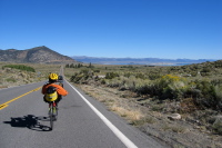 Zach rides north on CA158 toward Mono Lake in the distance. (7150ft)