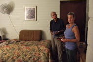 David and Laura in our living room at The Dolphin Bay Hotel