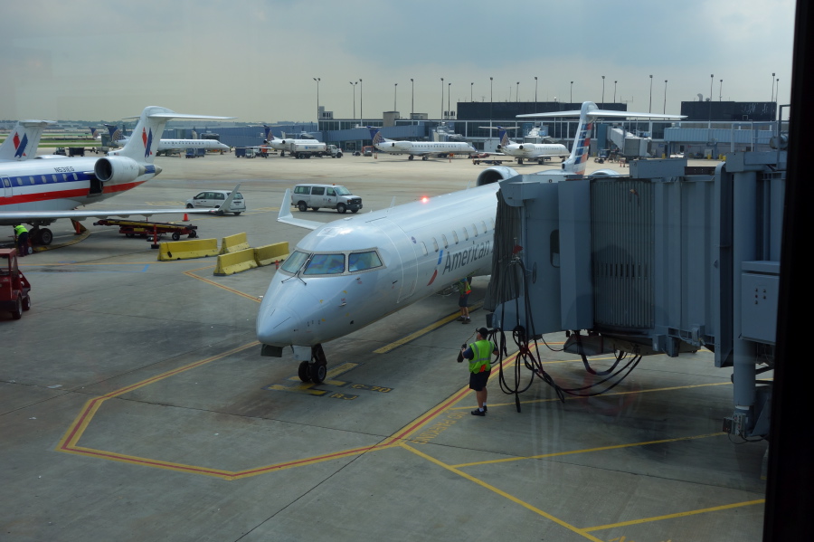 Getting ready to board my plane to Hartford-Springfield before the thunderstorms gather.