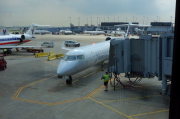 Getting ready to board my plane to Hartford-Springfield before the thunderstorms gather.