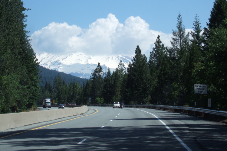 First view of Mt. Shasta (14162ft) in the clouds.