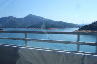 Crossing Lake Shasta.