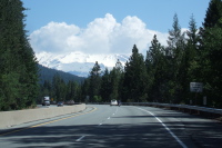 First view of Mt. Shasta (14162ft) in the clouds.