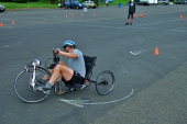 Michael Reiss scrapes around the cone.