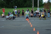 Pat Franz on trike with Xtracycle vs. Back-to-back tandem w/passenger.