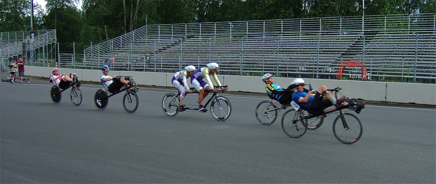 The lead group goes by.