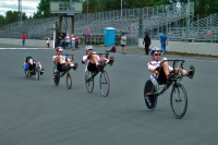 Second placed group goes by.