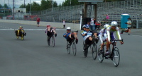 The lead group goes by again with the upright tandem leading.