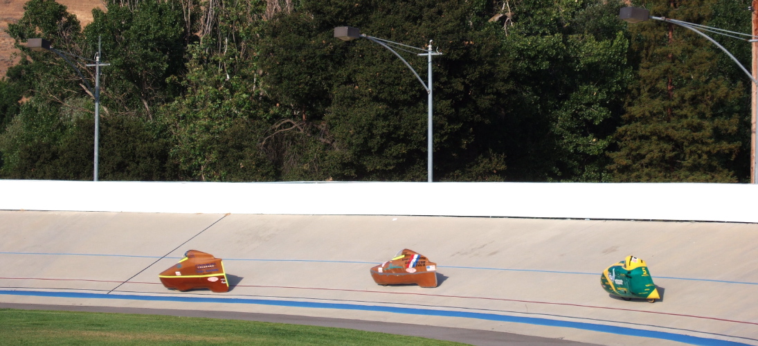 Three streamliners on the curve.