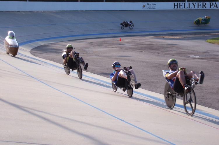 Peter Borenstadt, Tom Amick, Michael Cvetich, Fred Markam (right to left) approach the line.