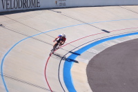 Karta Atehortua on his upright bike.