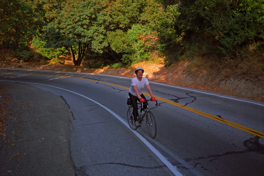 Chris climbs CA9 (east).