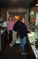 Julie does dishes.