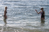 Laura and Kay in the water.