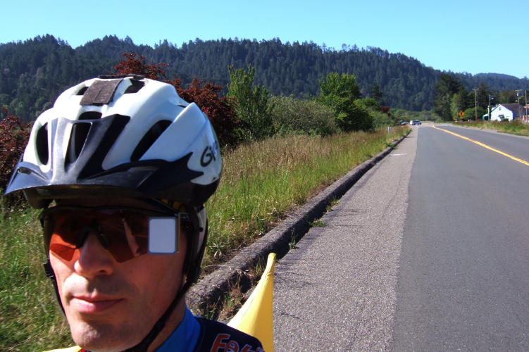 Bill riding east near Duncans Mills on CA116.