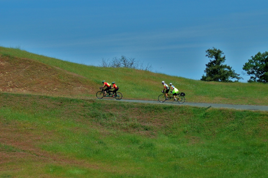 The tandems climb King Ridge Rd. (1)