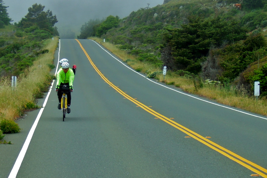 Piaw Na pedals hard while Lisa Wong goofs off.