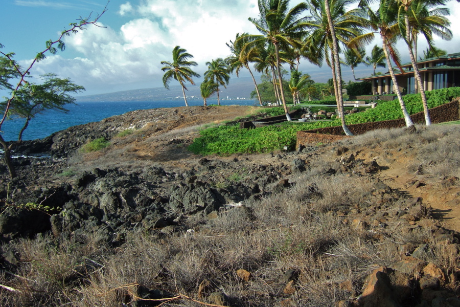 The trail runs just below the edge of some very expensive houses along the coast.
