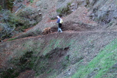 Kumba and David make their way past the old slide.
