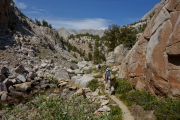 We hike up a small canyon to Upper Lamarck Lake.