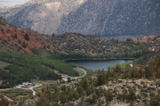North Lake and the Day Use Parking area from the Lamarck Lakes trail