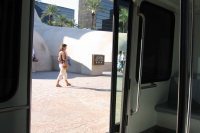Getting on the monorail at the Luxor.