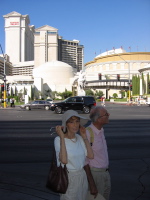 Kay and David in front of Caesar's Palace.