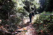 Kay and David at cyclone gate on Last Chance trail