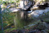 East Waddell Creek flowing over stone slabs.
