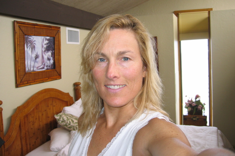 Laura in her loft/bedroom.