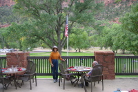 Finishing our lunch at the Zion Lodge.