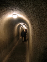 Walking back up the tunnel to the exit.