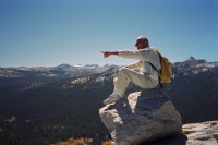 David points out something from the summit of Lembert Dome.