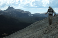 David carefully descends Lembert Dome.