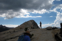 Bill as lightning rod on Lembert Dome.