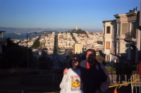 Lisa and Leonard at the top of Lombard Street (under construction)