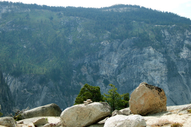 A cairn marks the top of the climber's route up Liberty Cap.
