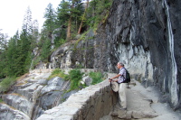 David rests along the John Muir Trail near Nevada Fall.
