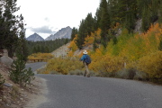 Frank walks up the last bit of road from the overflow lot.