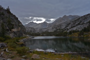 Looking back at the high peaks across Long Lake