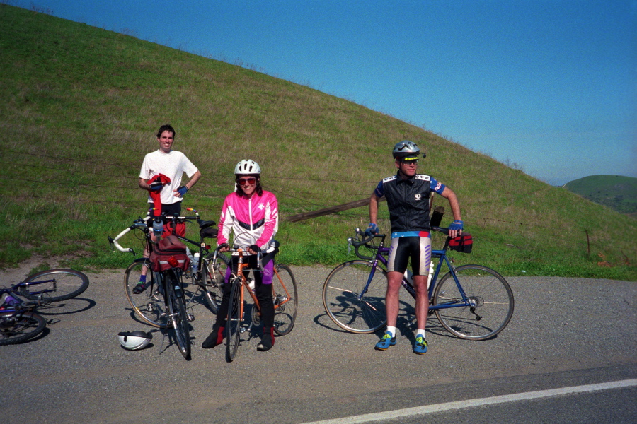 Bill (l), Stella, and Karl Kneip at the top of Corral Hollow Rd.