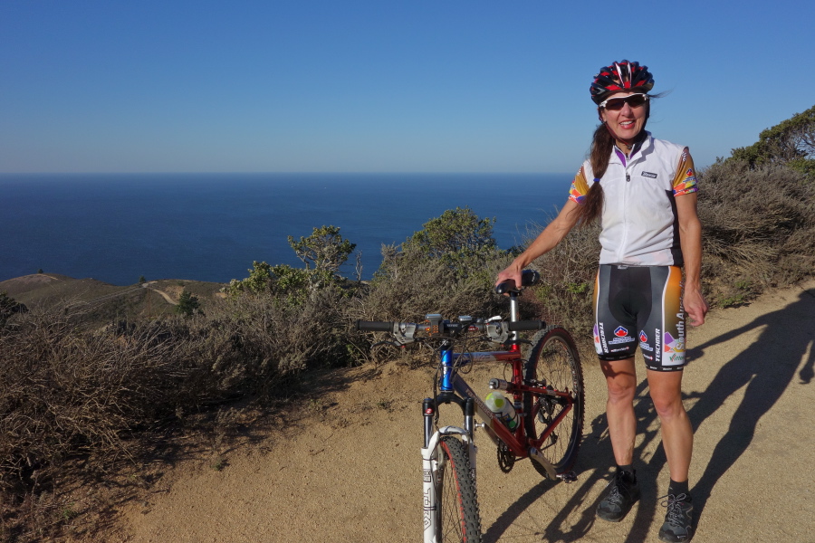 Lisa Penzel on her reconnaissance walks down the steep bits.