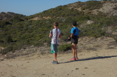 Trevor Collet and Gary Gellin await the early finishers.