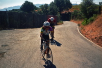 Stella pushes herself over the line.