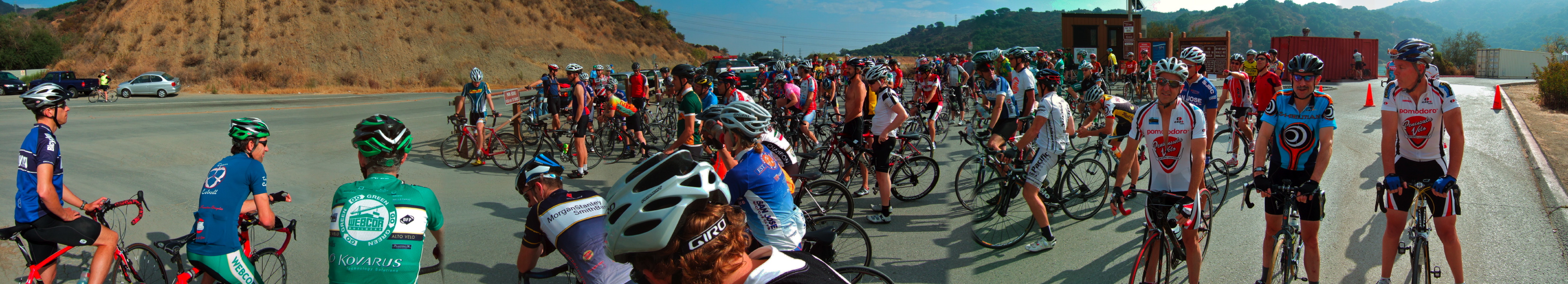 Panorama of assembly at Stevens Creek Reservoir