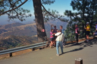 Sarah Beaver and Tom Lawrence receive their prize pie for being the fastest tandem team in the series.